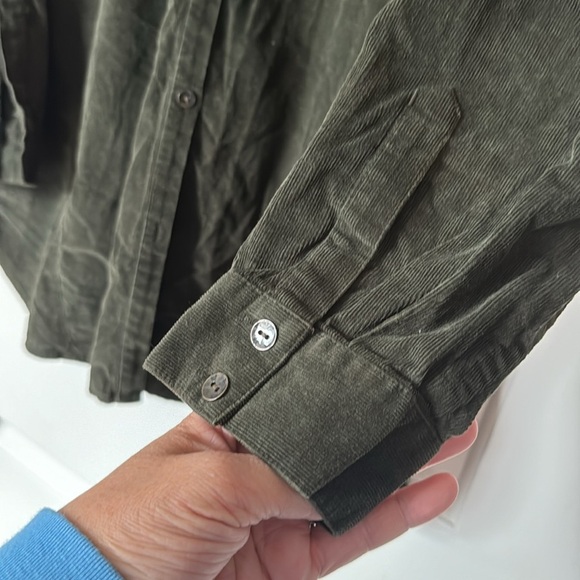 J. Jill Womens Green Corduroy Button Front Long Sleeve Shirt Jacket Size Large - Picture 4 of 8